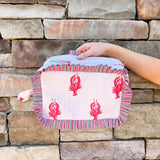 Lobster Love Ruffle Cosmetic Bag - The Pink Pineapple 850