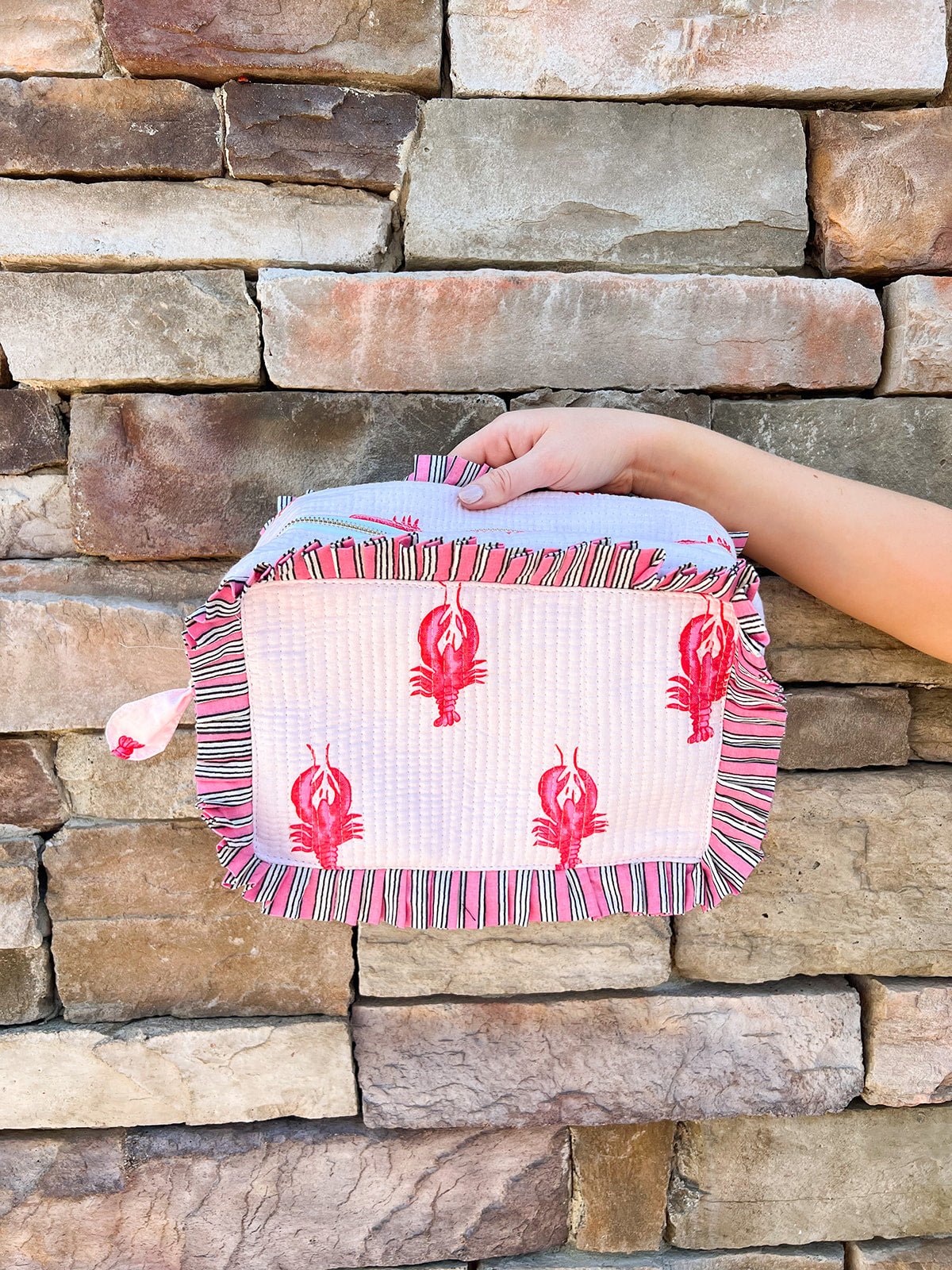 Lobster Love Ruffle Cosmetic Bag - The Pink Pineapple 850