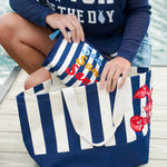 Lobster Striped Tote Navy - The Pink Pineapple 850