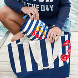 Lobster Striped Tote Navy - The Pink Pineapple 850