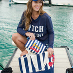 Lobster Striped Tote Navy - The Pink Pineapple 850