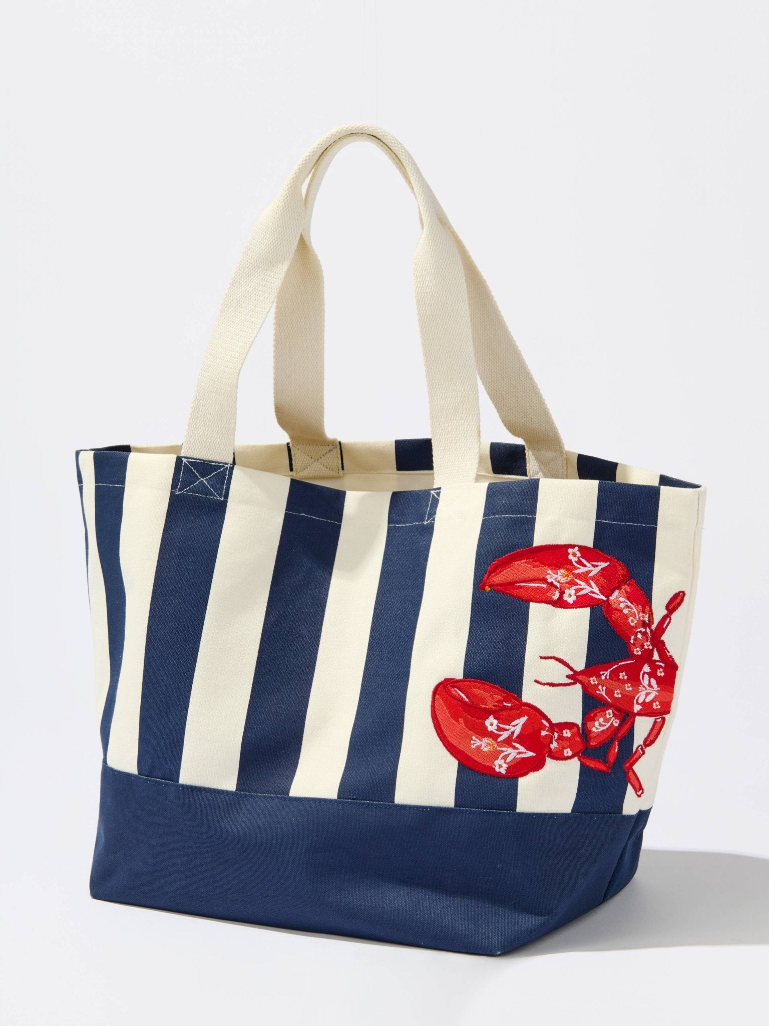 Lobster Striped Tote Navy - The Pink Pineapple 850