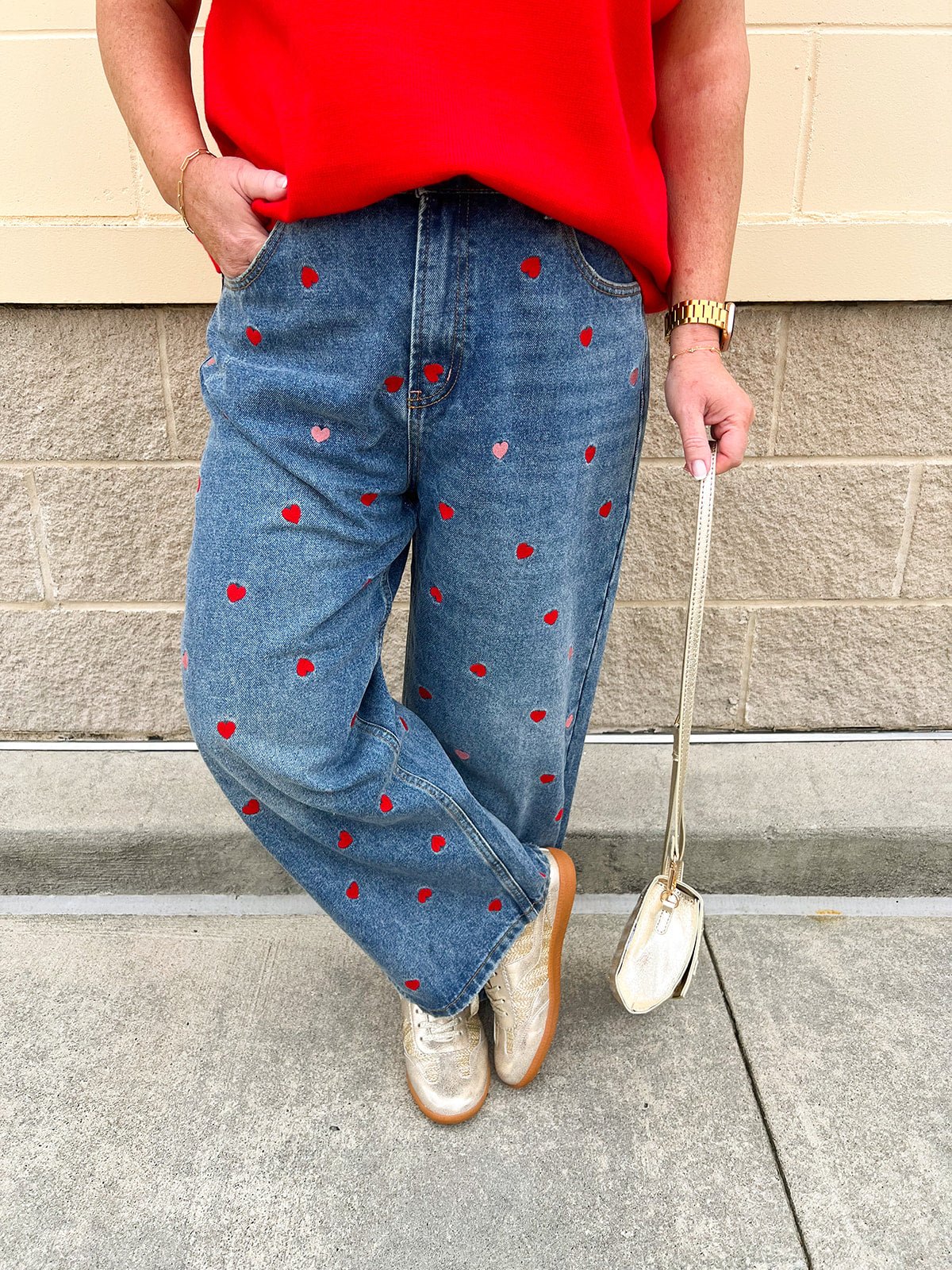 Love Struck Heart Patch Denim - The Pink Pineapple 850