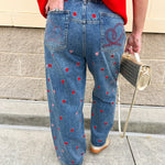 Love Struck Heart Patch Denim - The Pink Pineapple 850