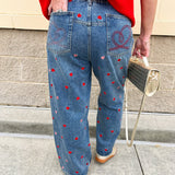 Love Struck Heart Patch Denim - The Pink Pineapple 850