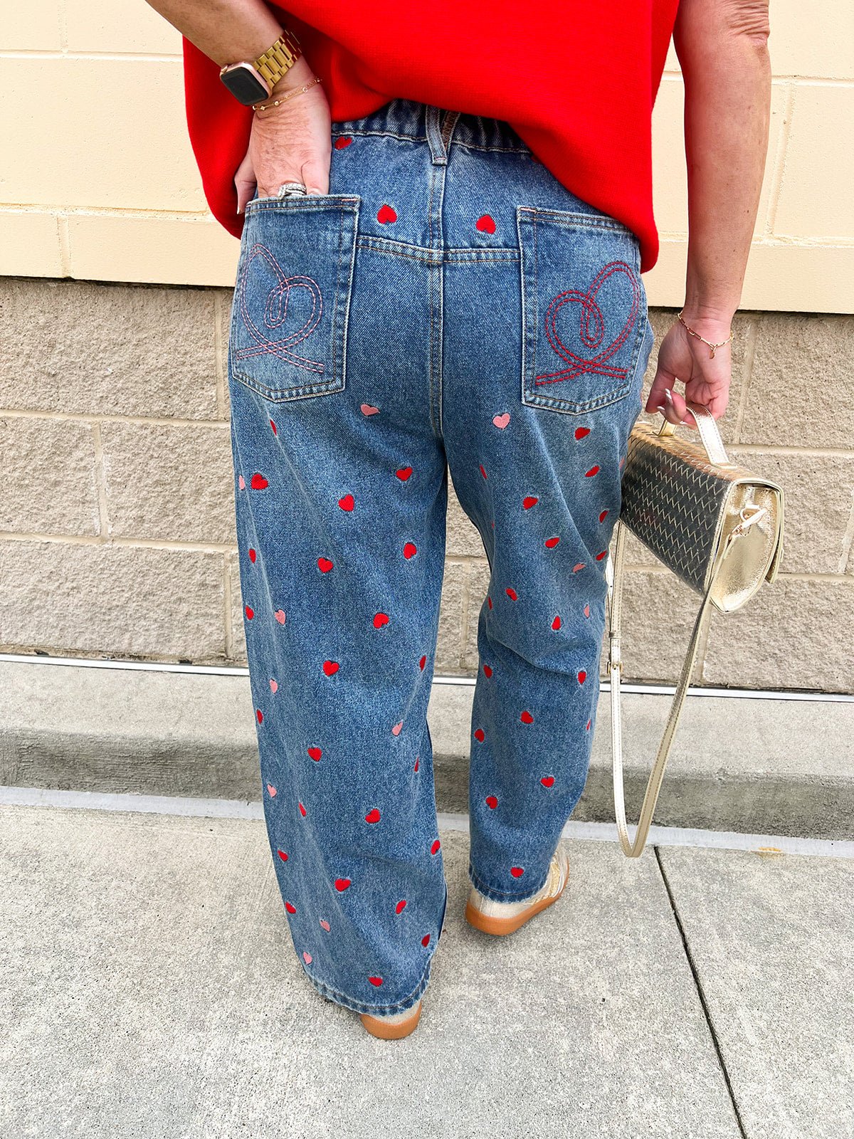 Love Struck Heart Patch Denim - The Pink Pineapple 850