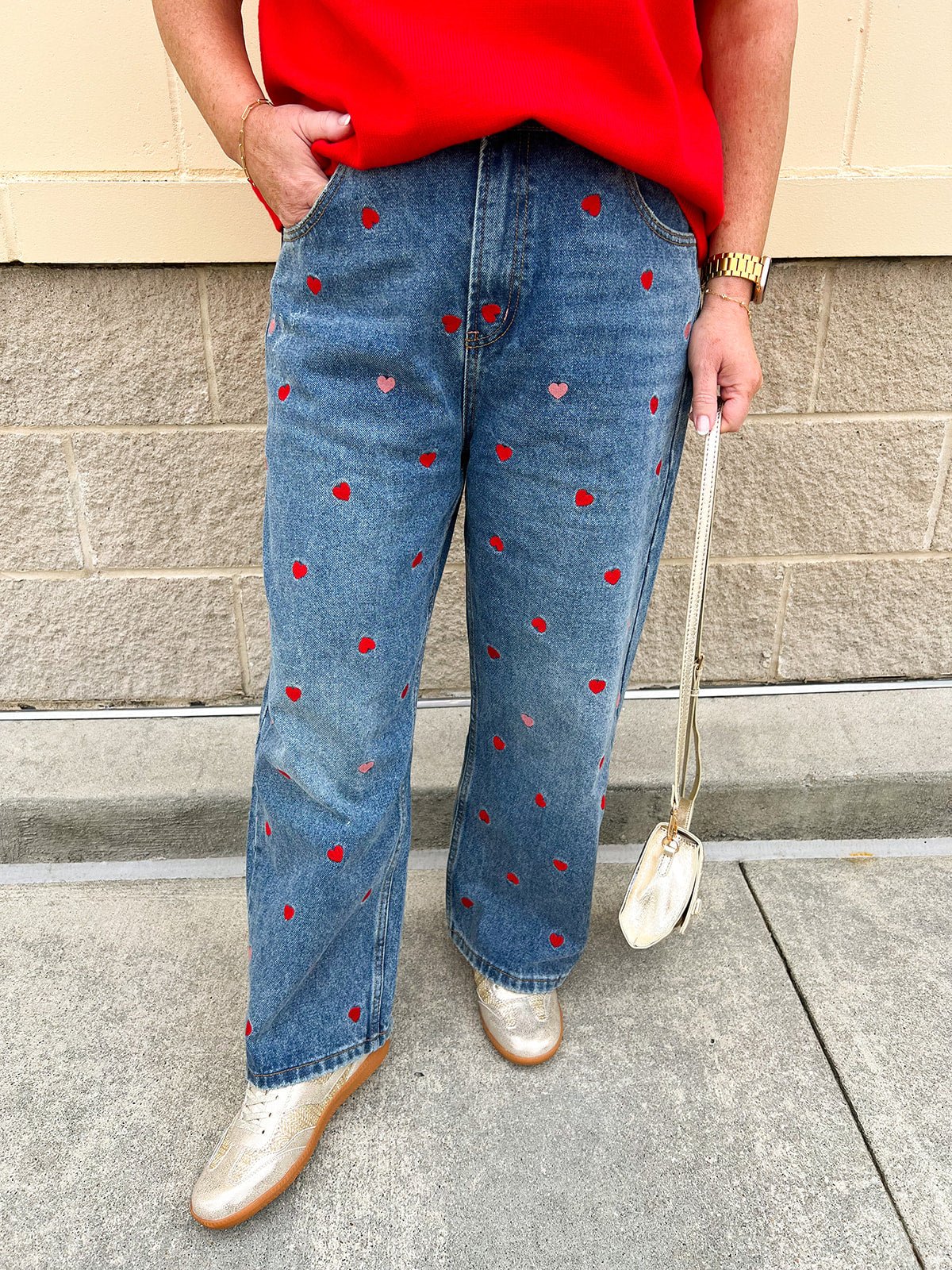 Love Struck Heart Patch Denim - The Pink Pineapple 850