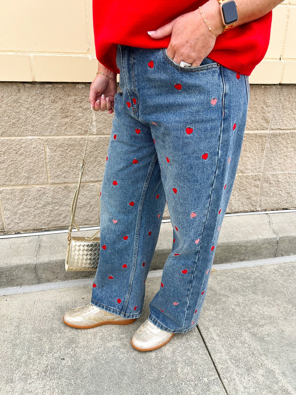 Love Struck Heart Patch Denim - The Pink Pineapple 850