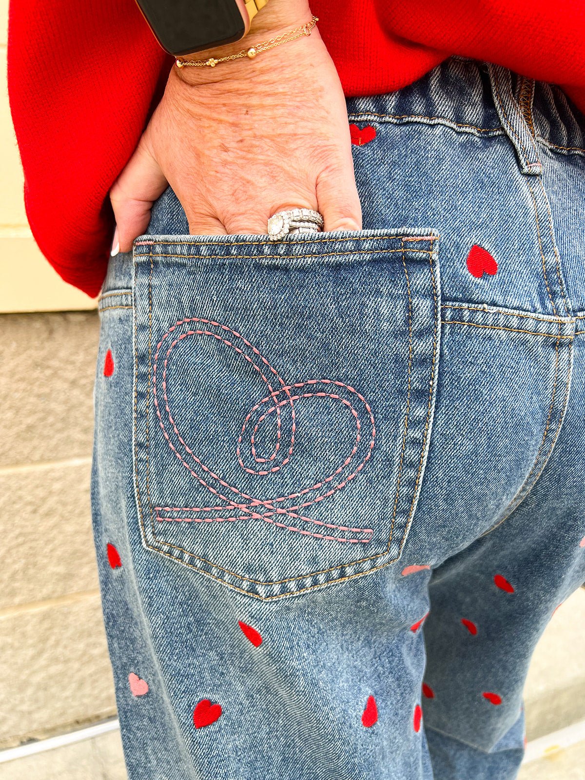Love Struck Heart Patch Denim - The Pink Pineapple 850