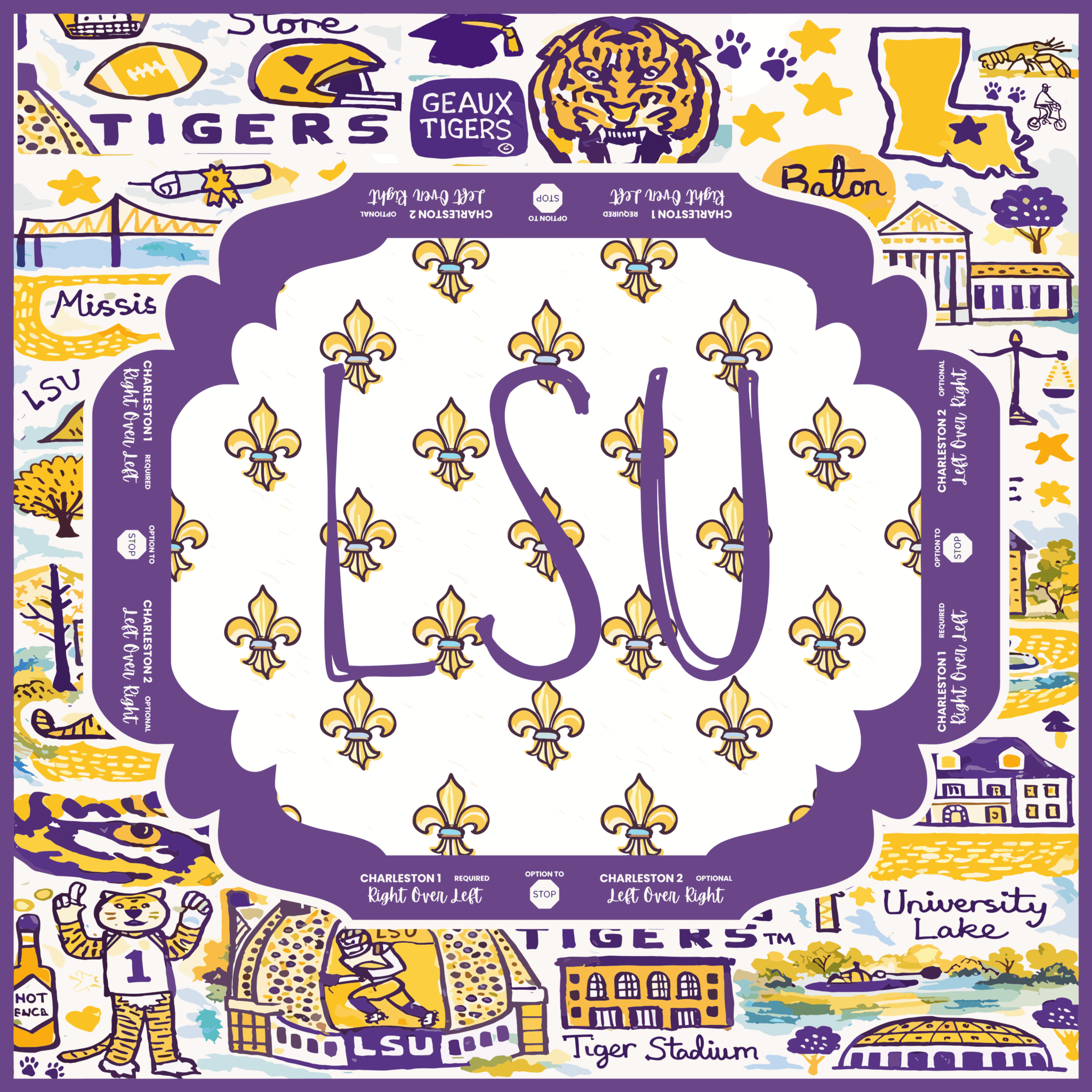 LSU Baton Rouge Mahjong Mat - The Pink Pineapple 850