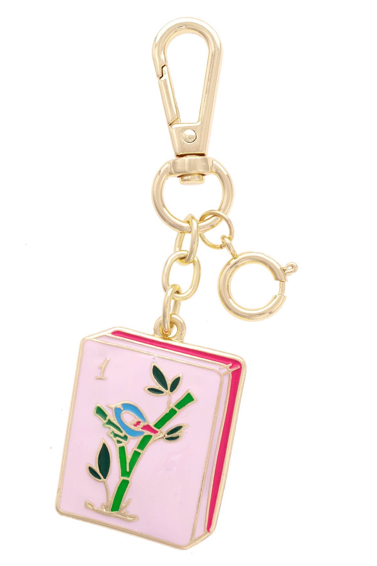 Lucky Bamboo Mahjong Charm Keychain - The Pink Pineapple 850