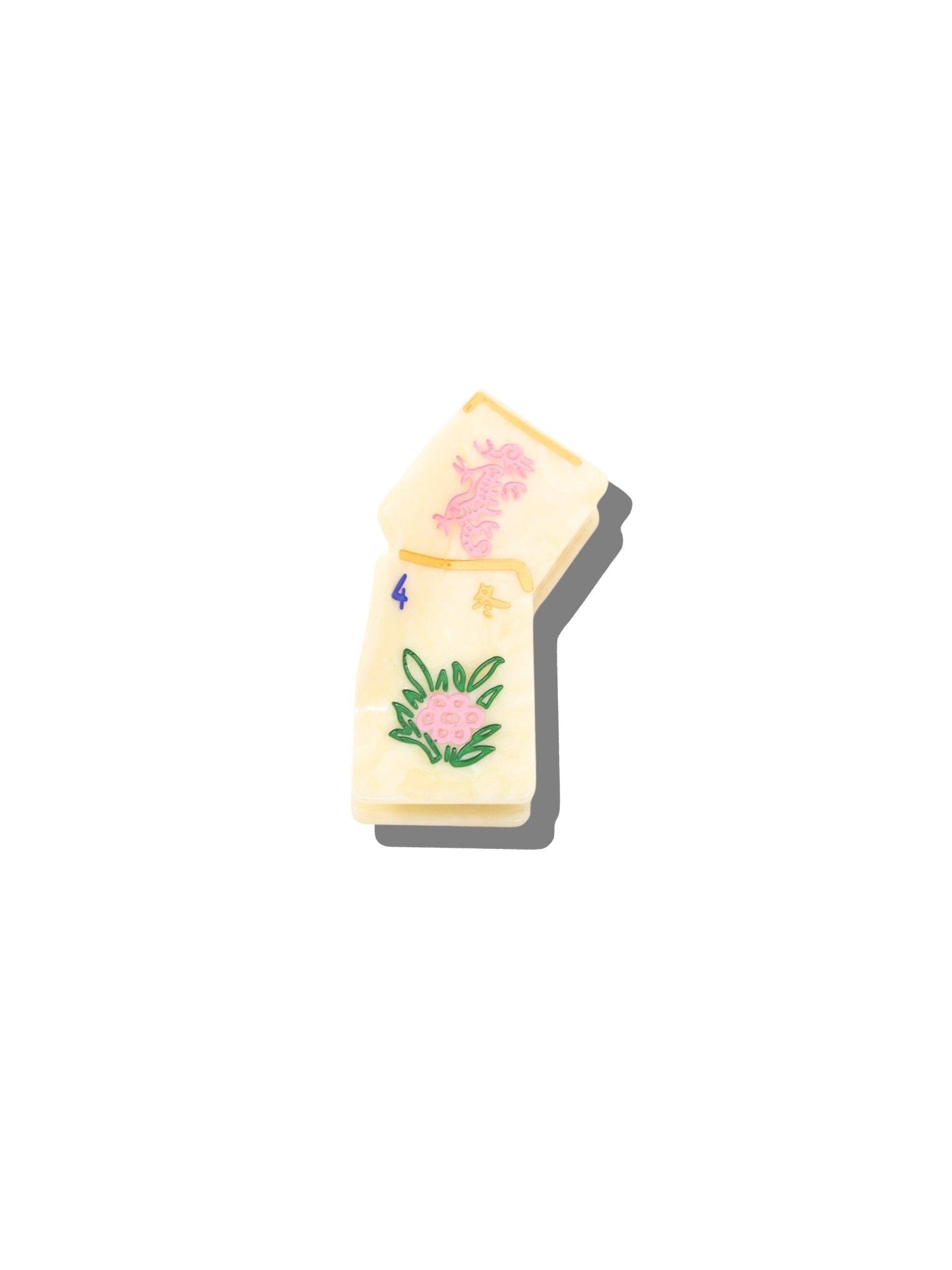 Lucky Bloom hand - Painted Mahjong Tile Claw Clip - PREORDER - The Pink Pineapple 850