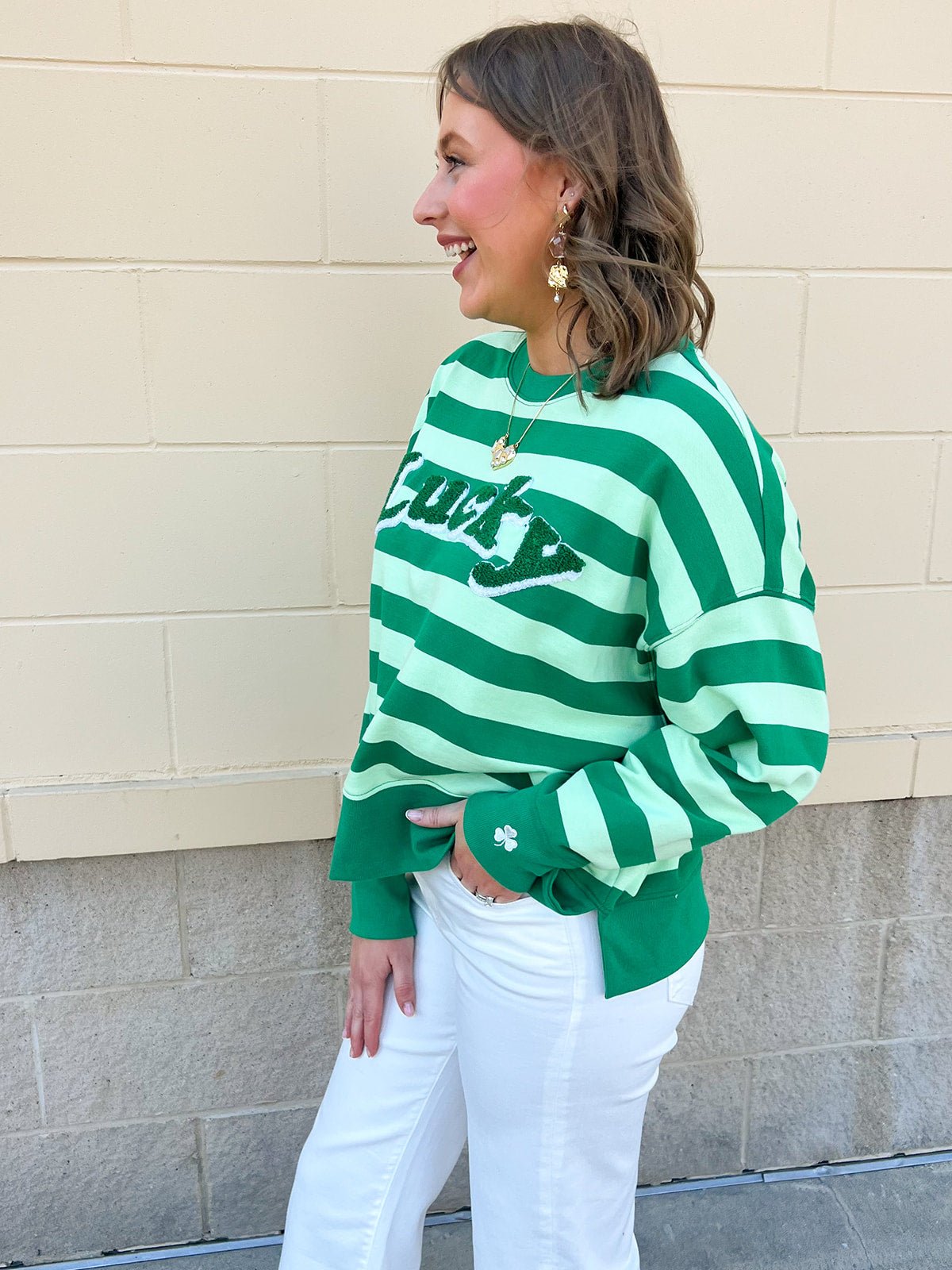 Lucky Stripe Crewneck Sweater - The Pink Pineapple 850