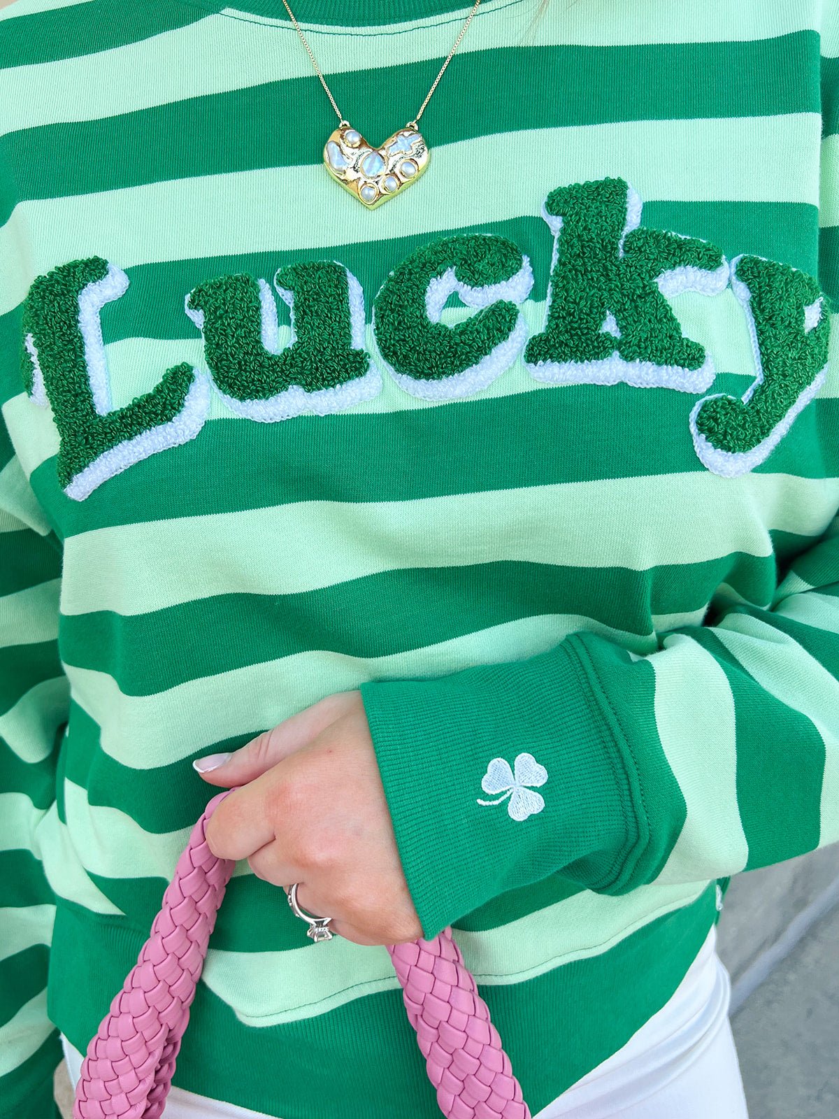 Lucky Stripe Crewneck Sweater - The Pink Pineapple 850