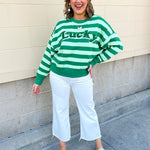 Lucky Stripe Crewneck Sweater - The Pink Pineapple 850