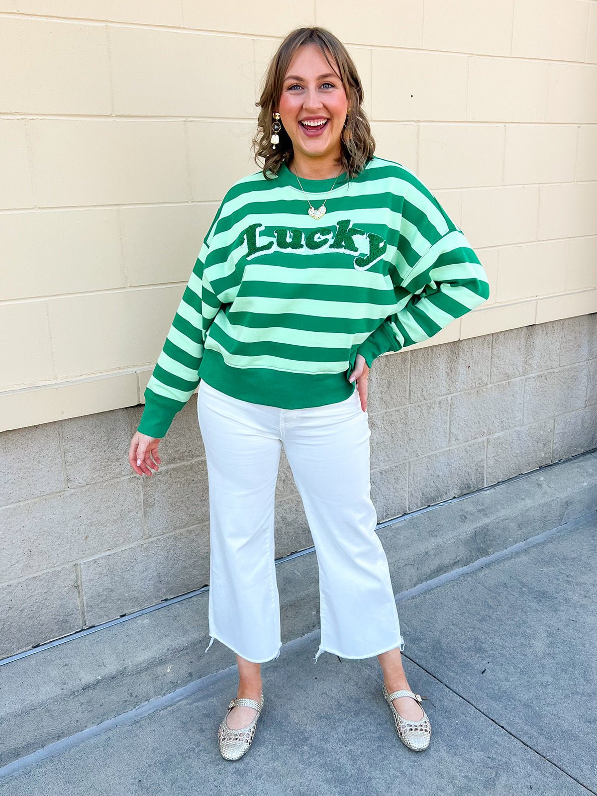 Lucky Stripe Crewneck Sweater - The Pink Pineapple 850