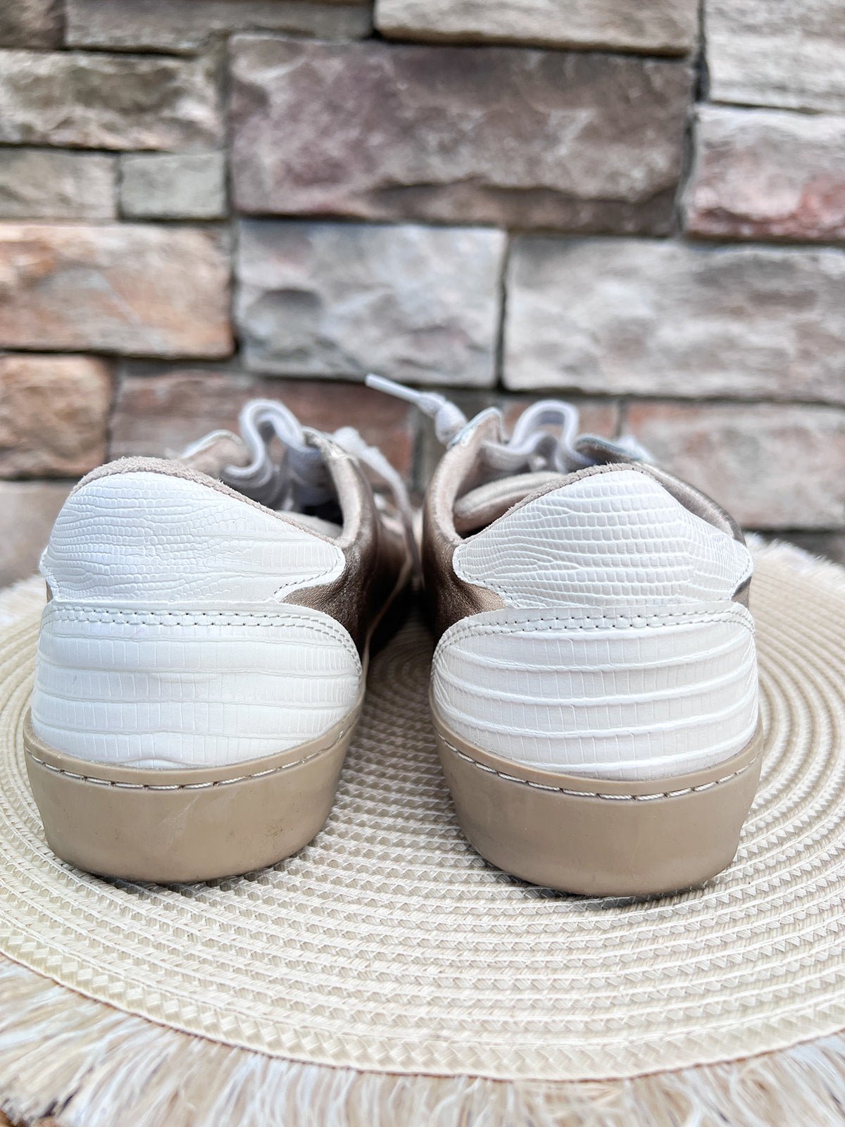Luxe Lift Sneakers in Cream and Gold - The Pink Pineapple 850