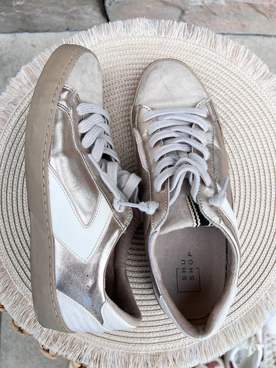 Luxe Lift Sneakers in Cream and Gold - The Pink Pineapple 850
