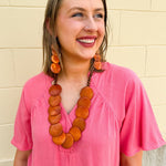 Macie Wooden Disk Earrings - The Pink Pineapple 850