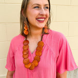 Macie Wooden Disk Earrings - The Pink Pineapple 850