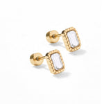 Madison Clear Rectangular Stud Earrings - The Pink Pineapple 850