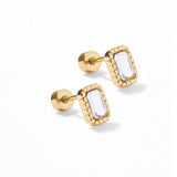 Madison Clear Rectangular Stud Earrings - The Pink Pineapple 850