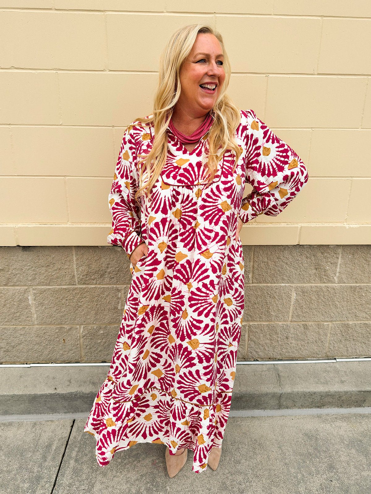 Magenta Muse Boho Midi Dress - The Pink Pineapple 850