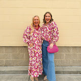 Magenta Muse Boho Midi Dress - The Pink Pineapple 850