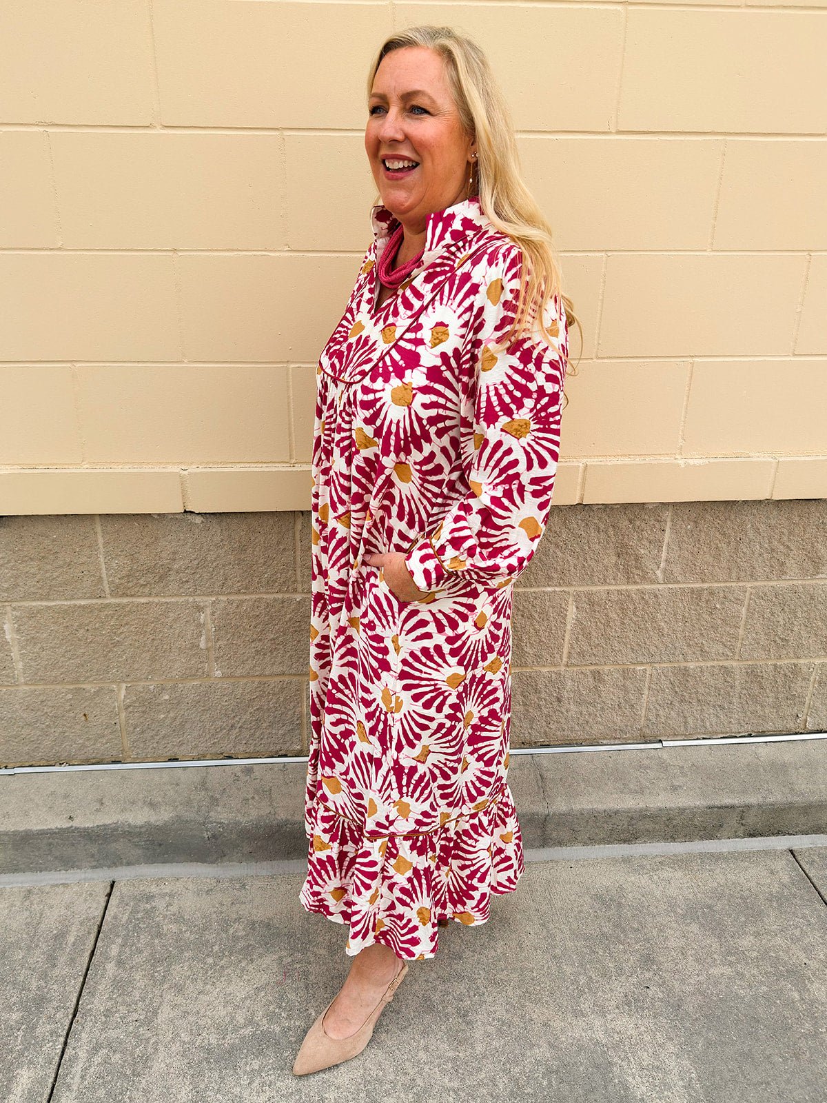 Magenta Muse Boho Midi Dress - The Pink Pineapple 850