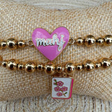 Mahj Cherry Blossom Tile Ball Bead Stretch Bracelet Set of 2 - The Pink Pineapple 850