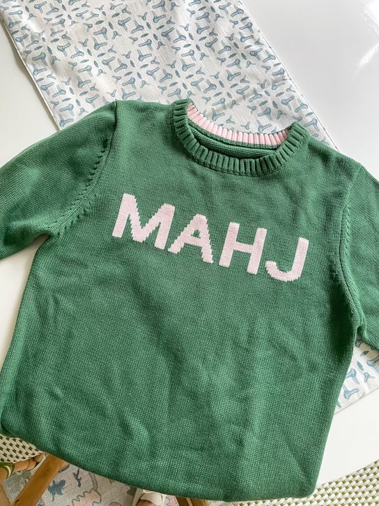 Mahj Crewneck Sweater in Green - The Pink Pineapple 850