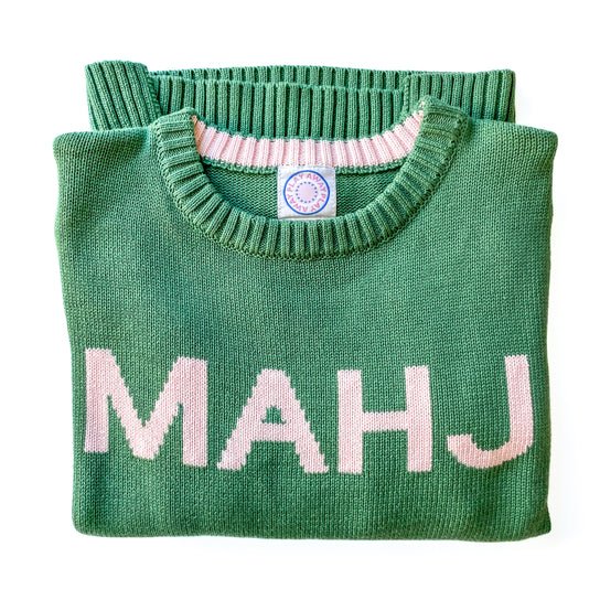 Mahj Crewneck Sweater in Green - The Pink Pineapple 850