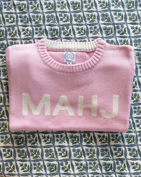 Mahj Crewneck Sweater in Pink - The Pink Pineapple 850