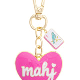 Mahj Enamel Heart Bag Charm in Fuchsia - The Pink Pineapple 850