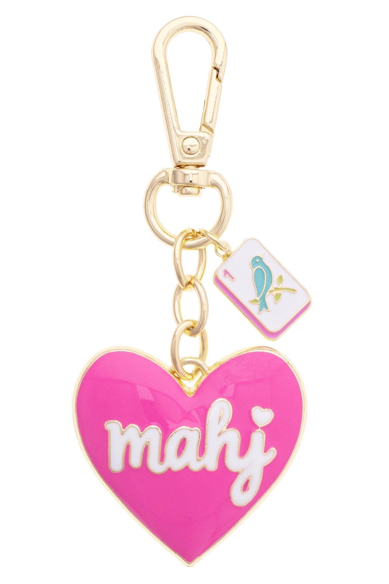 Mahj Enamel Heart Bag Charm in Fuchsia - The Pink Pineapple 850