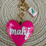 Mahj Enamel Heart Bag Charm in Fuchsia - The Pink Pineapple 850