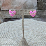 Mahj Enamel Heart Stud Earrings in Lilac - The Pink Pineapple 850