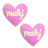 Mahj Enamel Heart Stud Earrings in Lilac - The Pink Pineapple 850