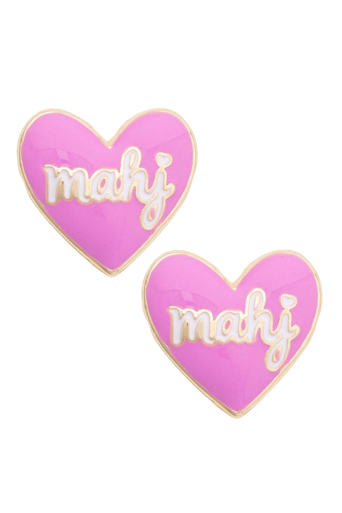 Mahj Enamel Heart Stud Earrings in Lilac - The Pink Pineapple 850