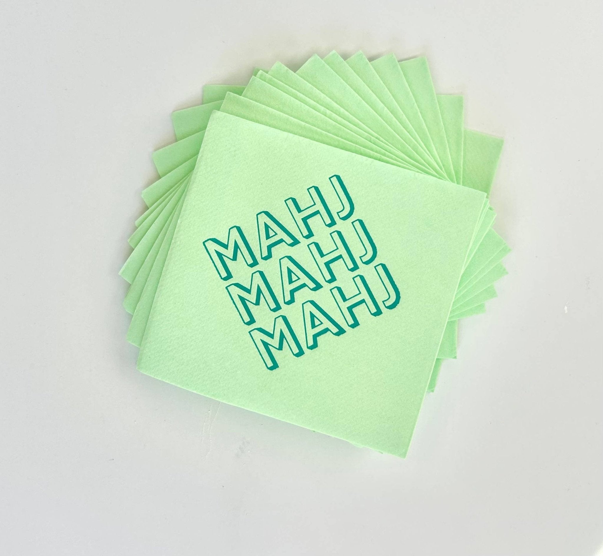 Mahj Mahj Mahj Green Hostess Napkins - The Pink Pineapple 850