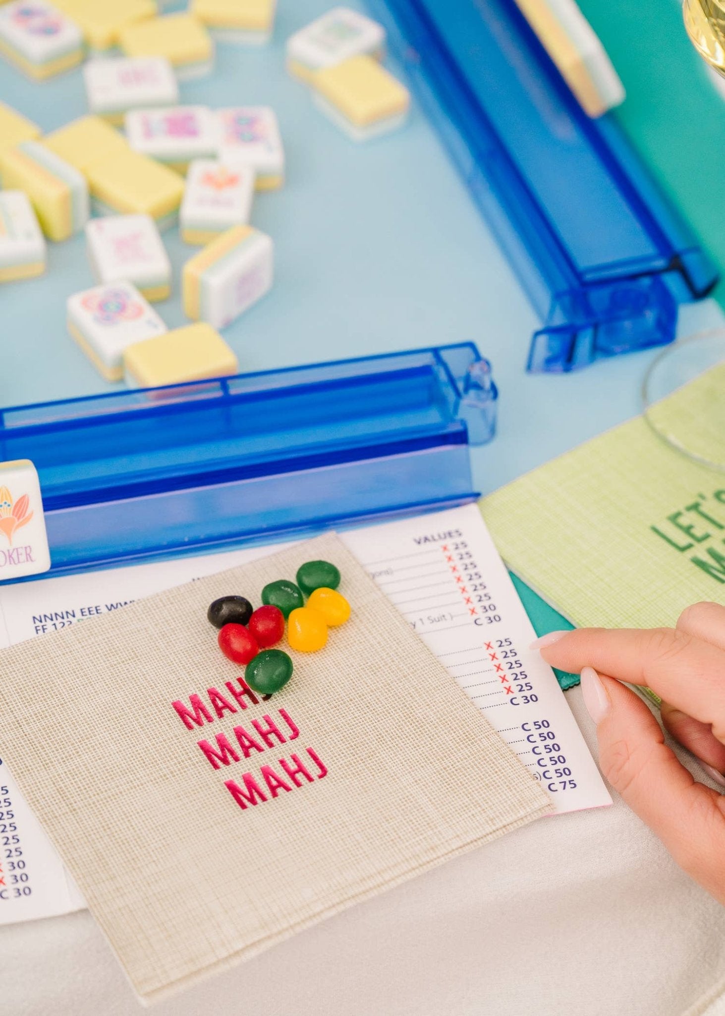MAHJ MAHJ MAHJ Mahjong Cocktail Napkins - The Pink Pineapple 850