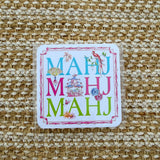 Mahj Mahj Mahj with Mahjong Icons Square Coaster - The Pink Pineapple 850