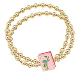 Mahjong Ball Bead Double Stretch Bracelet - The Pink Pineapple 850