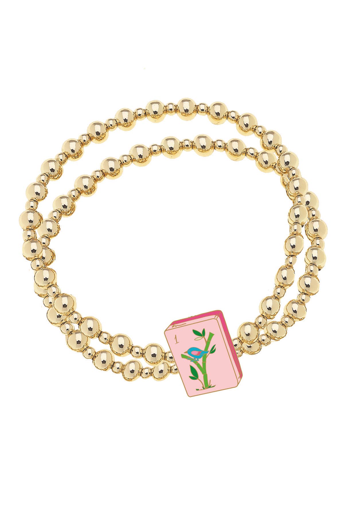 Mahjong Ball Bead Double Stretch Bracelet - The Pink Pineapple 850