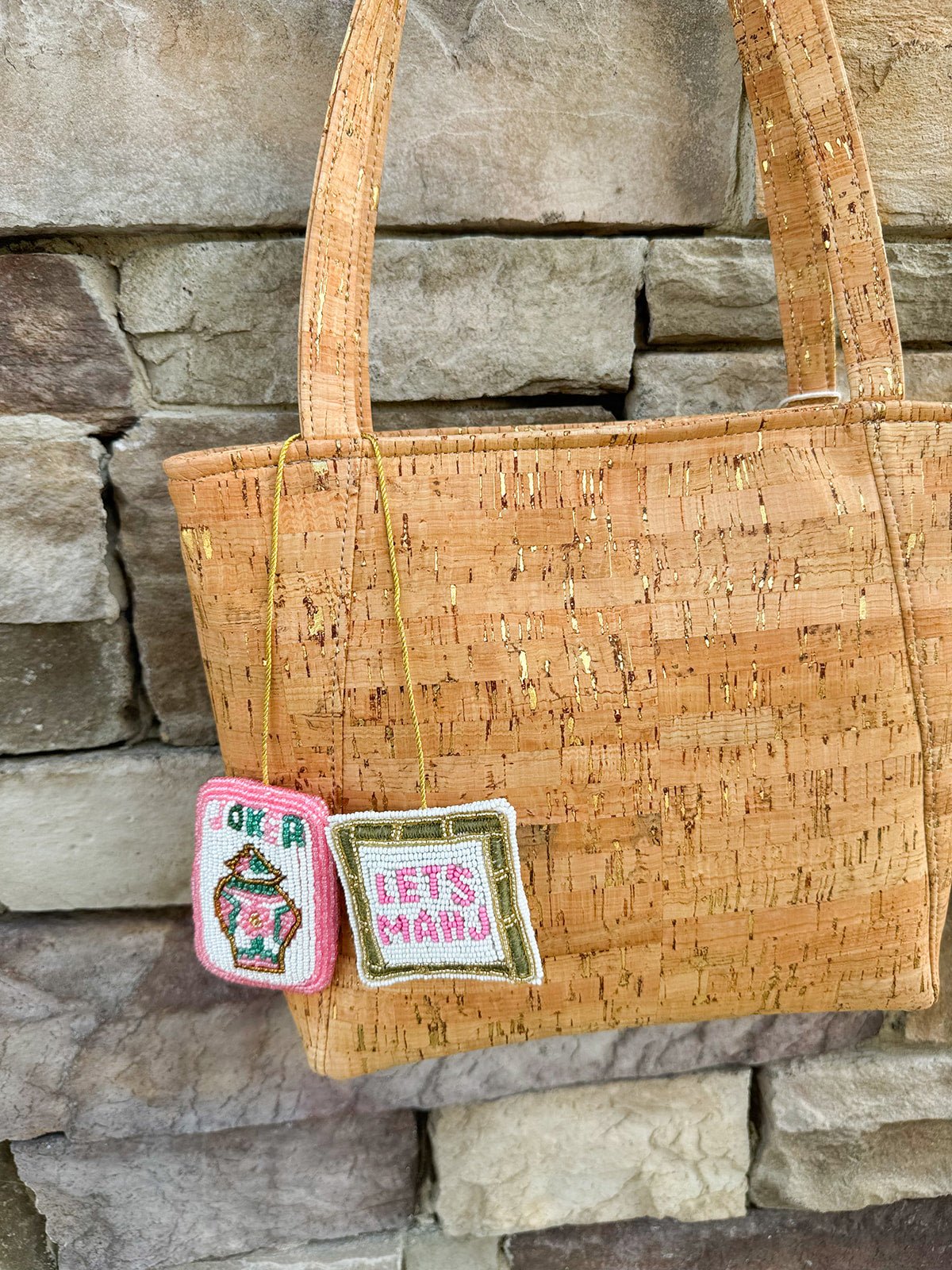 Mahjong Beaded Bag Charm - The Pink Pineapple 850