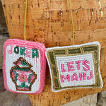 Mahjong Beaded Bag Charm - The Pink Pineapple 850