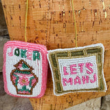 Mahjong Beaded Bag Charm - The Pink Pineapple 850
