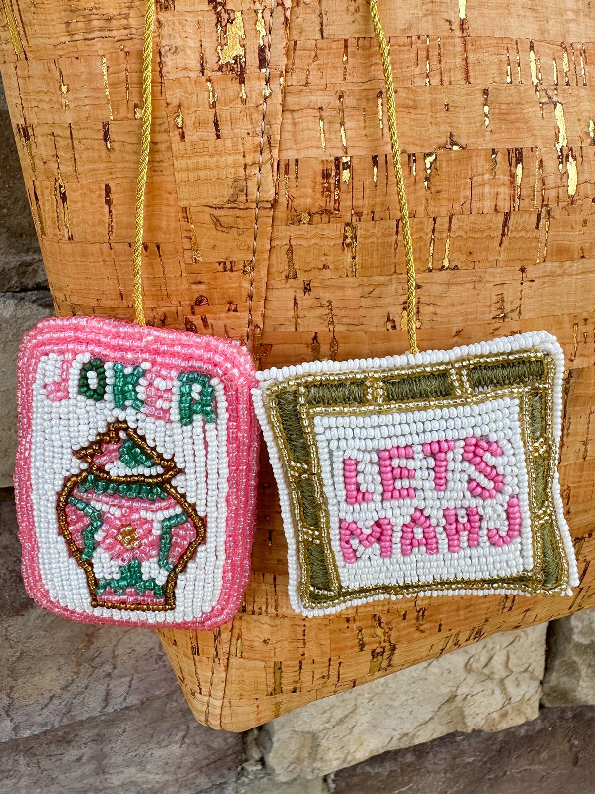 Mahjong Beaded Bag Charm - The Pink Pineapple 850