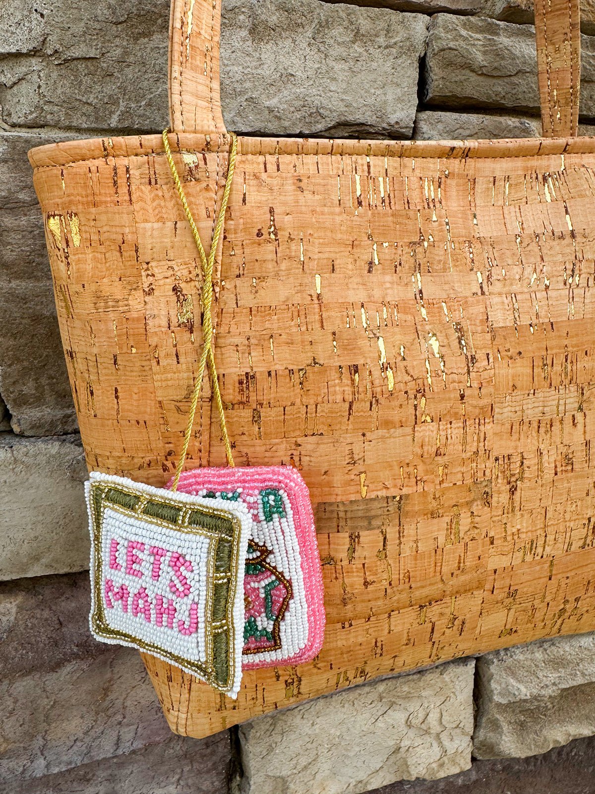 Mahjong Beaded Bag Charm - The Pink Pineapple 850