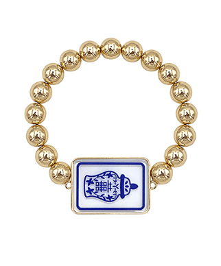 Mahjong Charm Bracelet – Gold Beaded Ginger Jar Tile - The Pink Pineapple 850